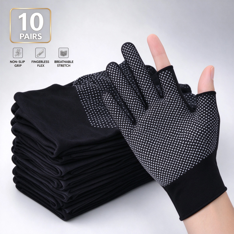 Fishing Gloves - 1-10 Paar Touchscreen-Nylonhandschuhe, rutschfeste, atmungsaktive Halbfingerhandschuhe